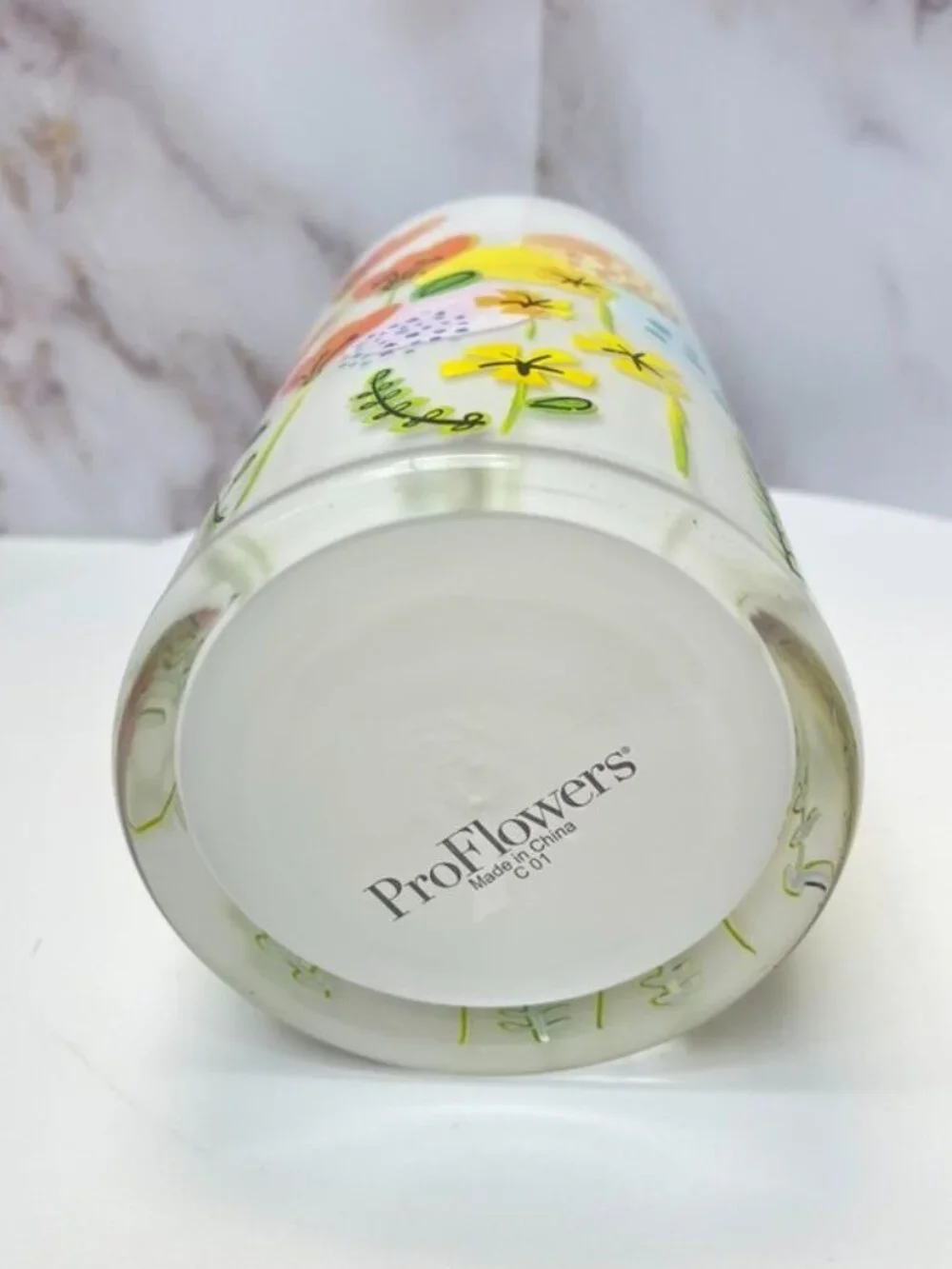 ProFlowers Colorful Floral Glass Vase, White Cylinder Spring Flower